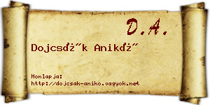 Dojcsák Anikó névjegykártya